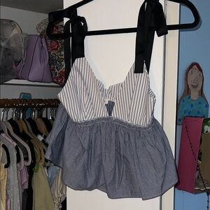 Storia Black Strap Striped Top